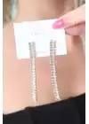 Gold Renk Zirkon Taşlı Kadın Küpe