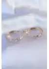 Gold Renk Zirkon Taşlı Kadın Küpe