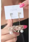 Gold Renk Zirkon Taşlı Kurdele Model Yıldız Detay Kadın Küpe