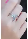 Gümüş Renk Karışık Renk Zirkon Taşlı Ritim Model Kadın Yüzük