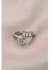 Gümüş Renk Metal Minimal Baget Taşlı Ayarlanabilir Yüzük