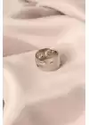 Gümüş Renk Metal Zirkon Taşlı Ayarlanabilir Kadın Yüzük
