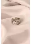 Gümüş Renk Metal Zirkon Taşlı Ayarlanabilir Kadın Yüzük