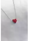 Gümüş Renk Mineli Kalp Kadın Kolye