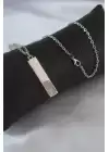 Gümüş Renk Parmak İzi İşlem Erkek Kolye