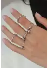 Gümüş Renk Zincir Model Göz Figür Kadın Yüzük Kombini