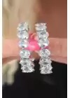 Gümüş Renk Zirkon Taşlı Halka Kadın Küpe
