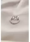 Gümüş Renkli Metal Zirkon Taşlı Kadın Yüzük