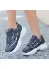 Jila Gri Cilt Bağcıklı Spor Ayakkabı