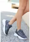 Jila Gri Cilt Bağcıklı Spor Ayakkabı
