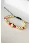 Kırmızı Gözlü Maske Figürlü Gold Renk Çelik Bileklik