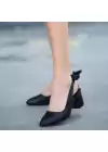 Poly Siyah Cilt Topuklu Ayakkabı