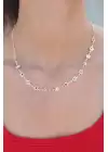 Renkli Çiçek Figürlü Gold Renk Kadın Kolye
