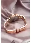 Rose Metal Kordonlu Zirkon Taşlı Kasa Tasarımlı Kadın Saat