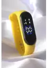 Sarı Renk Silikon Kordon Led Dokunmatik Saat