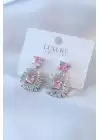 Vıp Seri Gümüş Renk Kare Zirkon Taşı Pirinç Kadın Küpe