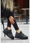 Wondi Siyah Cilt Bağcıklı Spor Ayakkabı