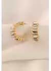 Zirkon Taşlı Gold Renk Kadın Küpe
