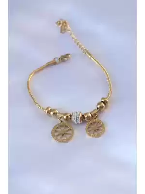 316l Çelik Gold Renk Burç Haritası Figür Zirkon Taşlı Pandora Model Kadın Bileklik