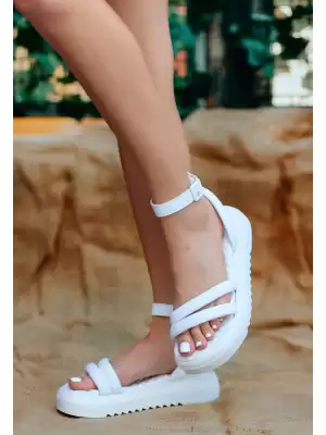 Anji Beyaz Cilt Sandalet