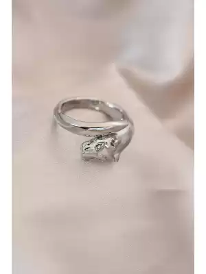 Ayarlamalı Silver Renk Metal Kaplan Model Yüzük