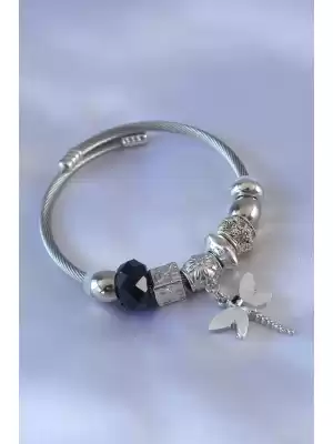 Beyaz Yusufçuk Detaylı Charm Kadın Bileklik
