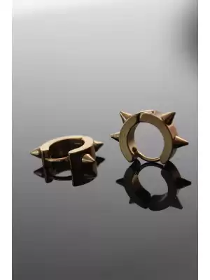 Çelik Gold Renk Çivi Model Çift Küpe