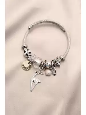 Geyik Model Taşlı Charm Bileklik