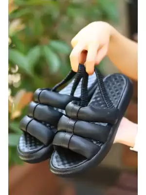 Hara Siyah Cilt Sandalet