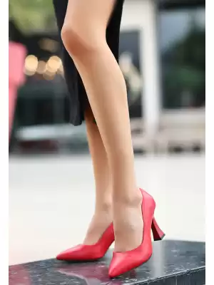 Olba Kırmızı Cilt Stiletto Ayakkabı