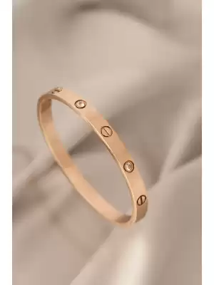 Rose Renk Taşlı Cartier Çelik Bilezik