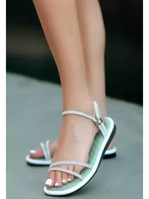 Sari Beyaz Cilt Sandalet