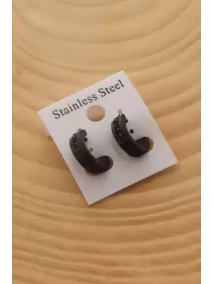 Siyah Renk Halka Model Zincir Detay Erkek Küpe