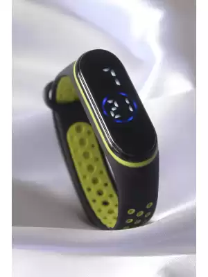 Siyah Sarı Renk Silikon Dijital Dokunmatik Led Saat