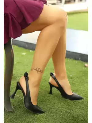 Sten Siyah Cilt Topuklu Ayakkabı