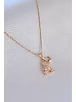 Xuping Rose Gold Renk Zirkon Taşlı Fil Figür Kadın Kolye