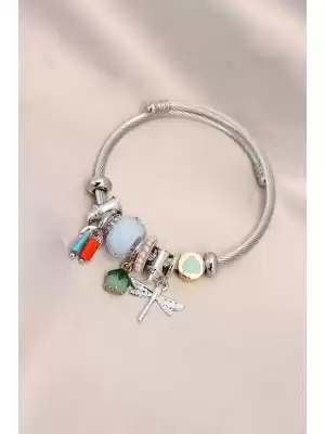 Yusufçuk Detaylı Taşlı Charm Bilezik