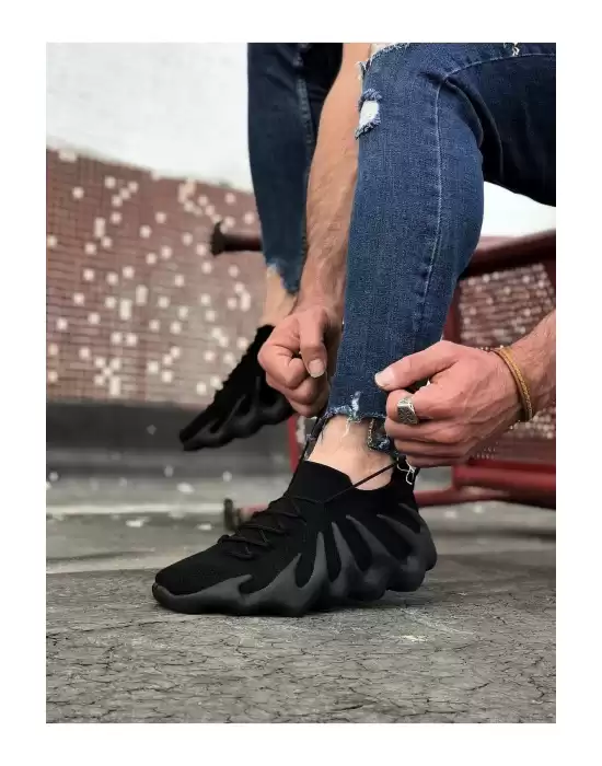 Wagoon WG300 Siyah Triko Sargı Taban Casual Erkek Ayakkabı