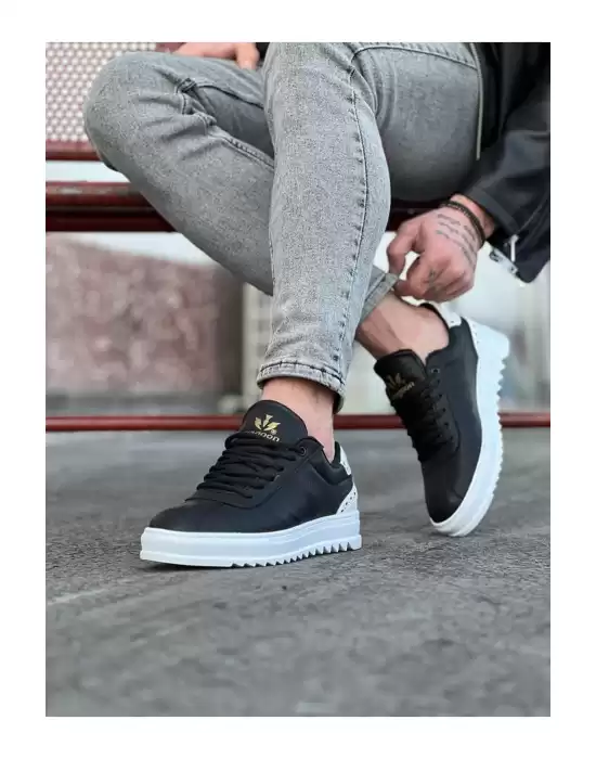 WG021 Siyah Beyaz Erkek Casual Ayakkabı