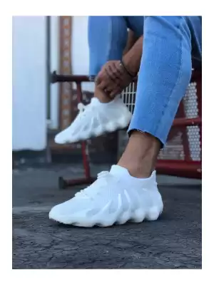 Wagoon WG300 Beyaz Triko Sargı Taban Casual Erkek Ayakkabı