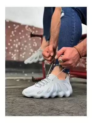 Wagoon WG300 Gri Triko Sargı Taban Casual Erkek Ayakkabı