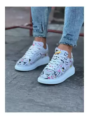 Wg501 Dergi Desenli Boyalı Erkek Casual Ayakkabı