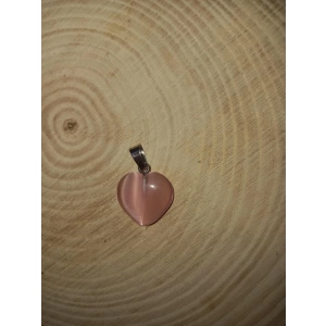 Kalp Kesim Pembe Kuvars Taşı Kolye Ucu (1. Tür)