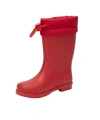 Konçlu Peluşlu Emojili Kız Çocuk Yağmur Çizmesi 26-35 Kırmızı