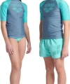 Arena Rash Vest L/S Graphic Erkek Çocuk Yüzücü Tişörtü Gri-Turkuaz