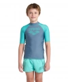 Arena Rash Vest L/S Graphic Erkek Çocuk Yüzücü Tişörtü Gri-Turkuaz
