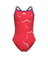 Arena Star Graphic Swimsuit Lightdrop Back Kız Çocuk Yüzücü Mayosu Kırmızı