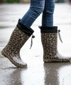 Konçlu Peluşlu Kadın Yağmur Çizmesi 36-40 Leopar Desenli