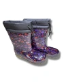 Konçlu Peluşlu Kadın Yağmur Çizmesi 36-40 Mürdüm Çiçekli