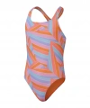 Speedo Allover Printed Medalist Kız Çocuk Yüzücü Mayosu Turuncu-Mavi